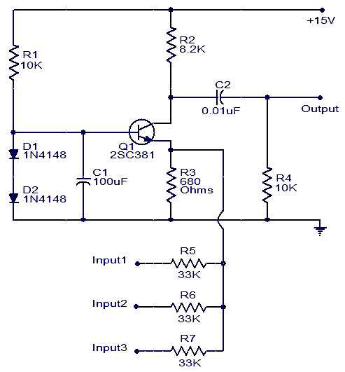 simple audio mixer circuit diagram
