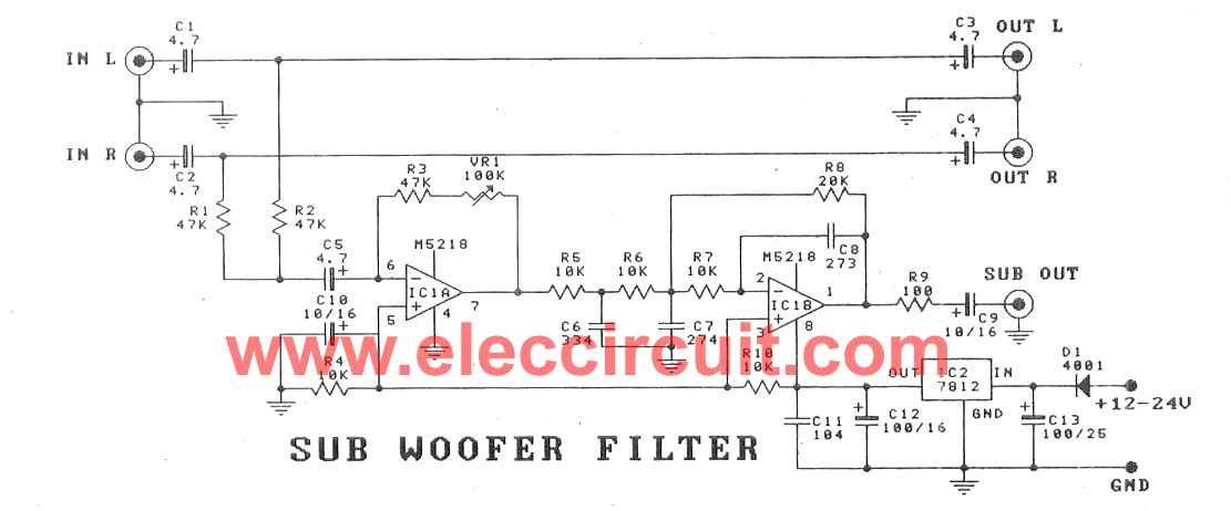 simple subwoofer filter circuit diagram