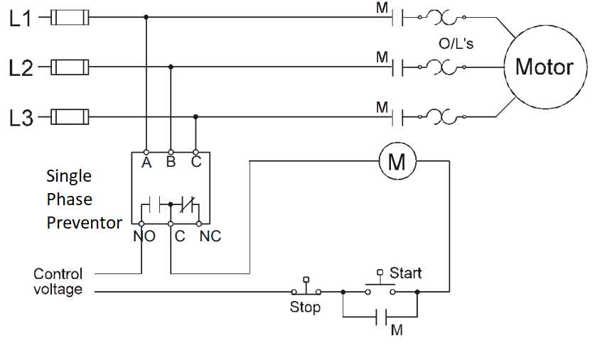 single phase motor starter circuit diagram