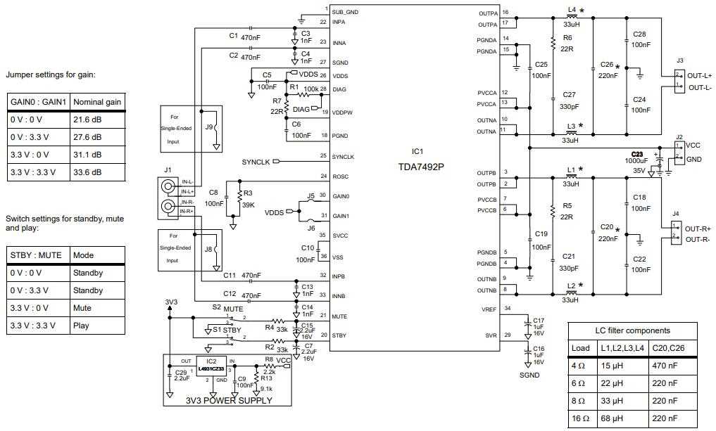 tda7492p circuit diagram