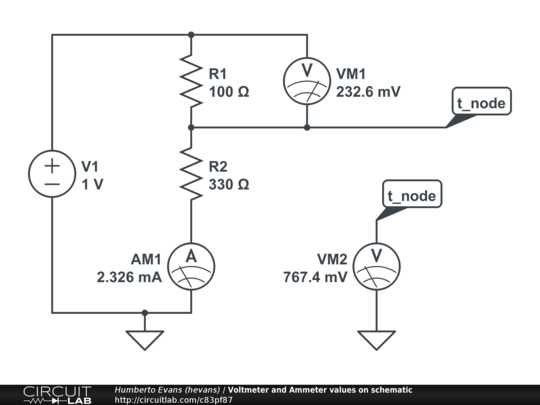 circuit diagram with voltmeter