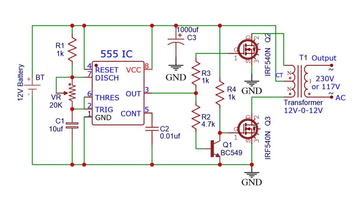 timer circuit diagram with 555 ic