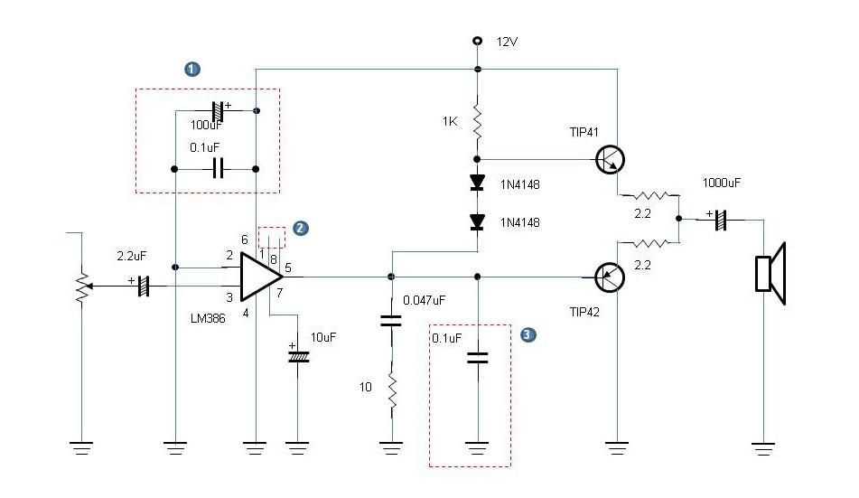 tip41 tip42 amplifier circuit diagram