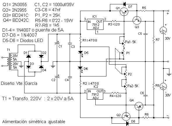 0 to 30 volt variable power supply circuit diagram
