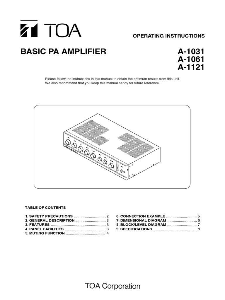 toa amplifier circuit diagram