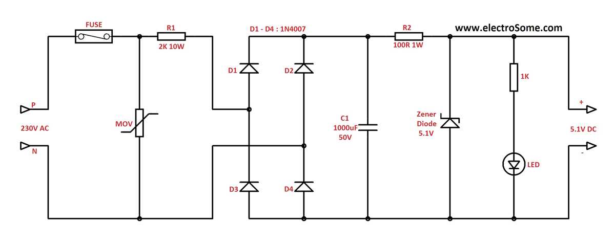 transformerless 12v power supply circuit diagram