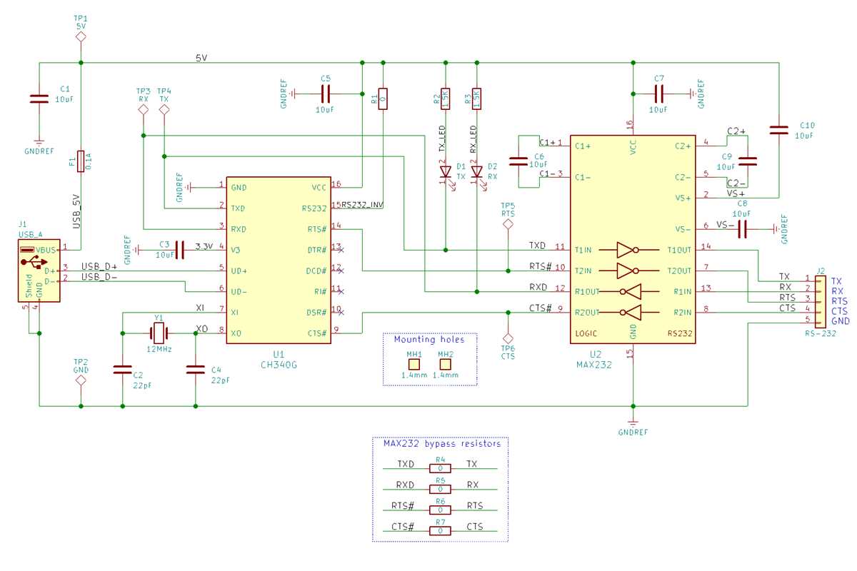 usb to rs232 schematic diagram