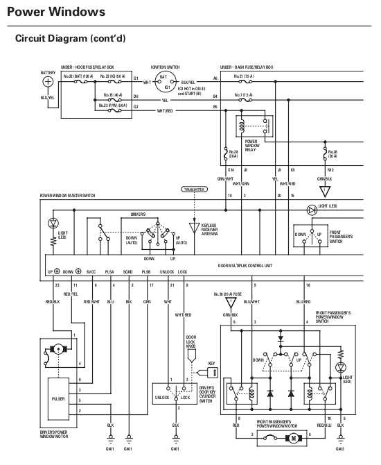 wiring diagram for power windows