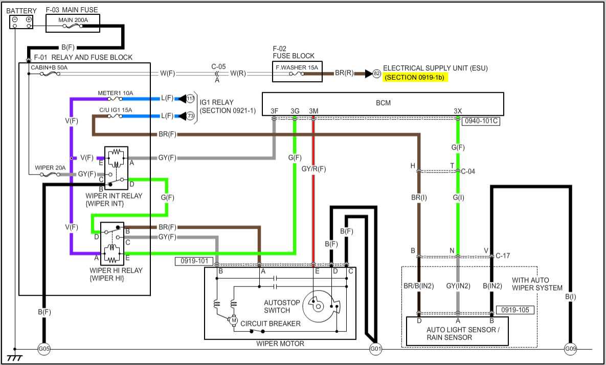 wiring diagram wiper motor