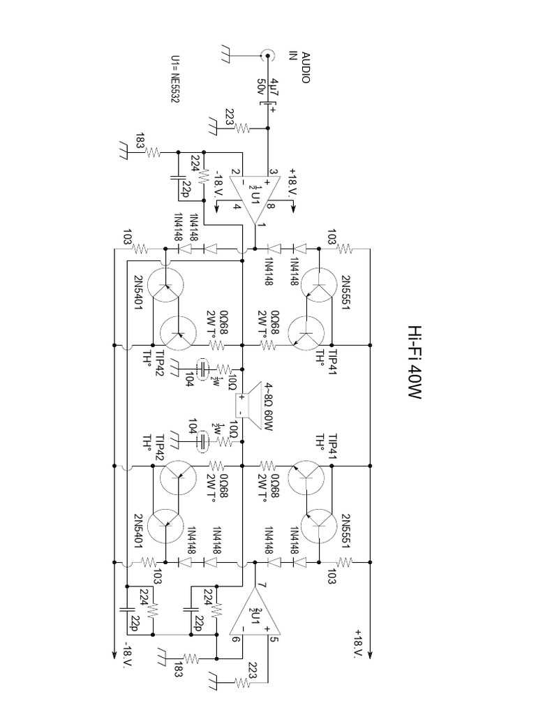 schematic diagram 40 watts amplifier