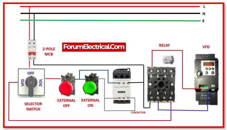 single phase motor starter circuit diagram