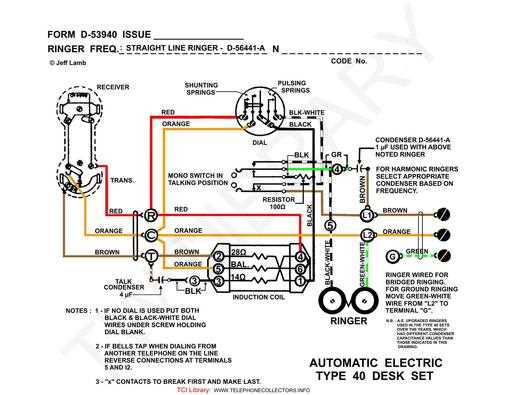 wireing schematic diagram for automatic electric rotary phone model 80