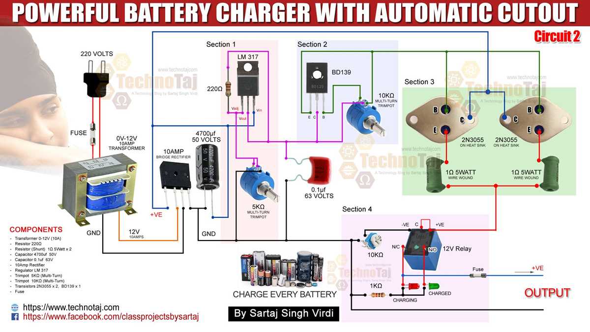 auto cut off 12v battery charger circuit diagram
