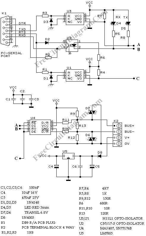 usb to serial converter circuit diagram