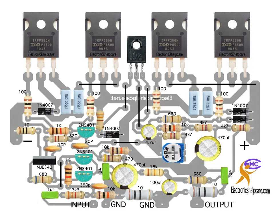 500w power amplifier schematic diagram